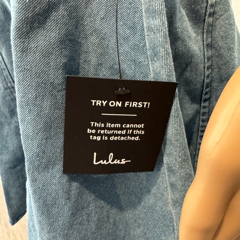 Lulu's Blue Denim Sleeveless Mini Dress - Picture 3 of 4